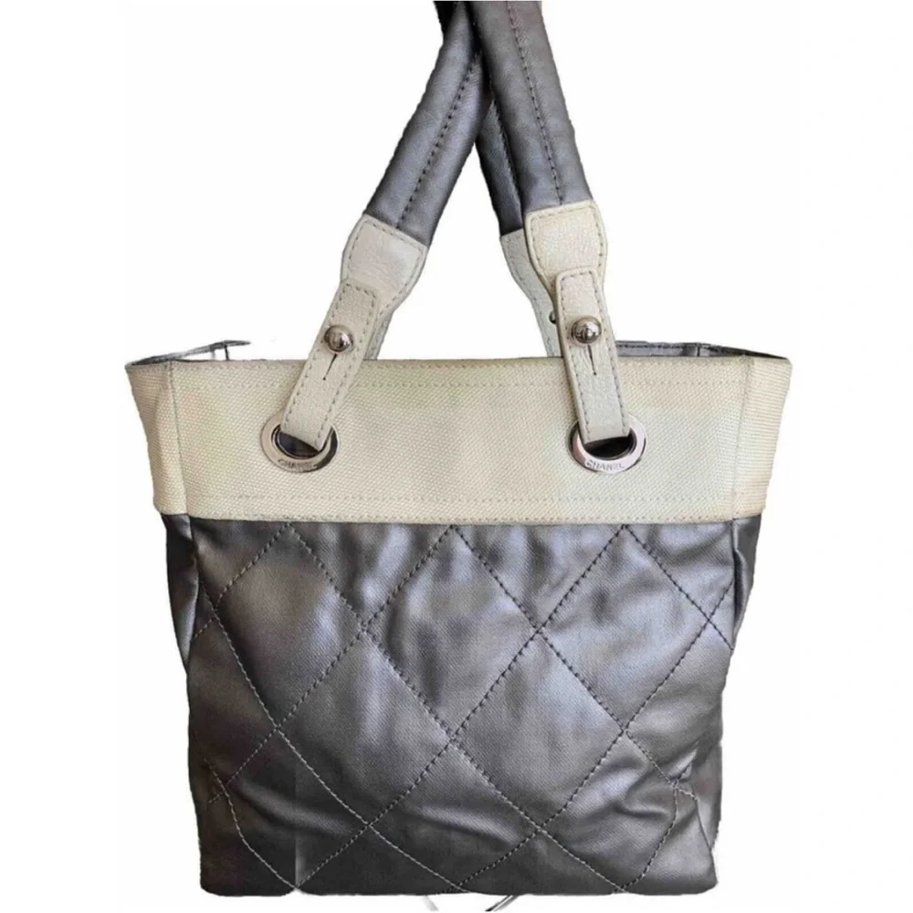 CHANEL Quilted Coated canvas Paris Biarritz Shopping Tote Bag - Picture 7 of 8